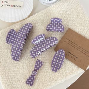 Simple Series Sweet Bow Knot Solid Color Plaid Acetate Rhinestone Hair Claws h5 Picture3