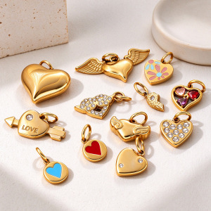 Simple Series Daily Diy Heart Stainless Steel Waterproof Gold Color Pendants h5 Picture2