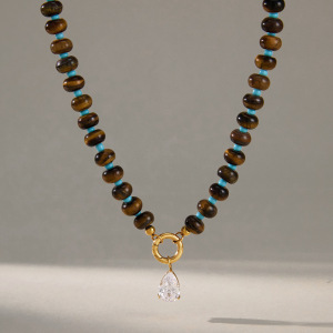Beads Natural Stones Gold Color Zircon Women's Beaded Necklaces h5 Picture3