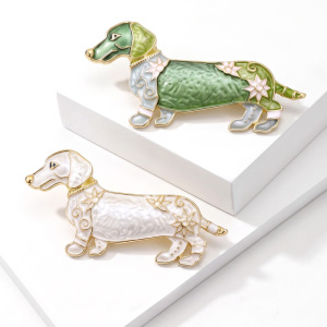 Basit Seri Sevimli Düz Renkli Dachshund Alaşımlı Rhinestone Broşlar h5 Resim2