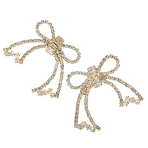 Luxurious Series Elegant Bow Knot Copper Rhinestone Zircon Women's Stud Earrings h5 Picture3