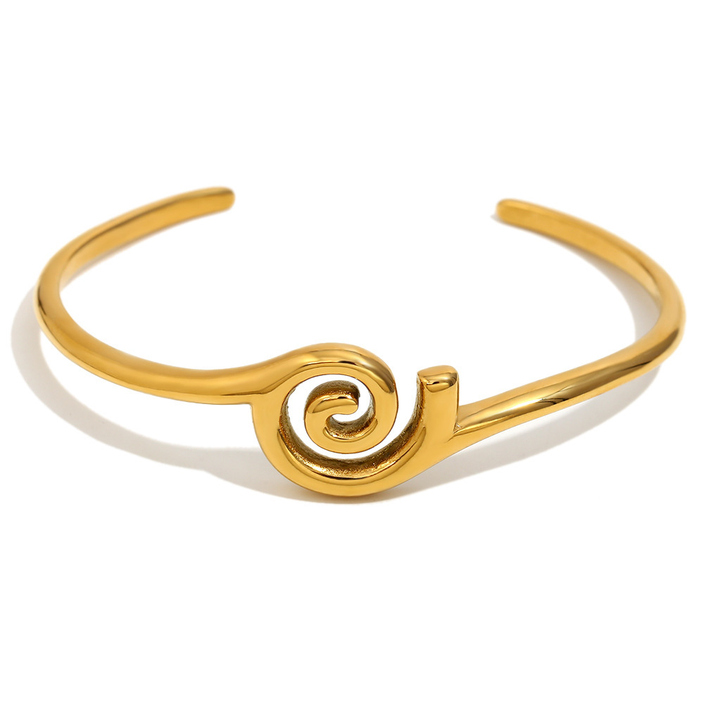 Irregular Shape Stainless Steel Waterproof Gold Color Women's Cuff Bracelets h5Picture4