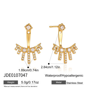 Elegante, Unregelmäßig Geformte Ohrstecker Aus Edelstahl In Goldfarbe Mit Zirkonia – Schlichte Serie. h5