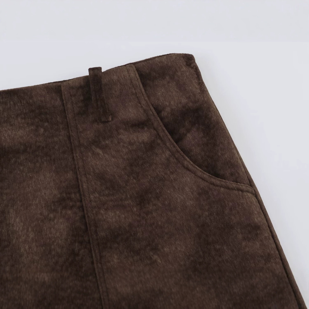 Gonne Slim Fit A Tinta Unita In Stile Retrò Con Volant Sul Bordo Immagine3