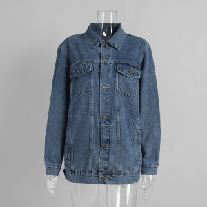 Lässiges, Einfarbiges, Gerades Jeans-Top Aus Baumwolle Mit Knopfleiste h5 