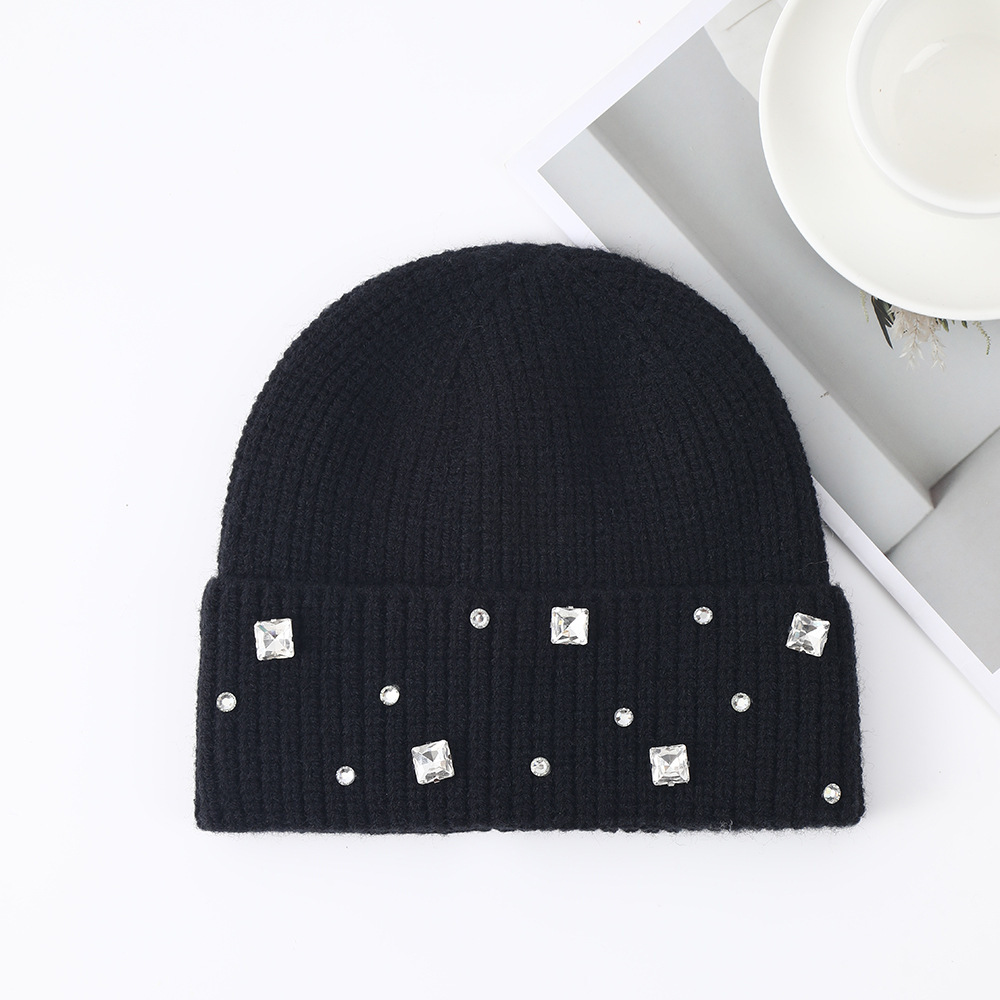 Eenvoudige Serie Casual Effen Kleur Geometrische Vorm Strass Decoratie Polyester Muts 