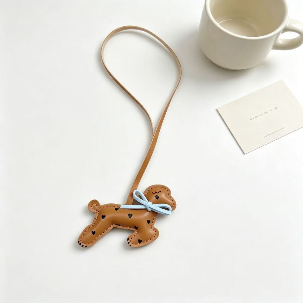 Simple Series Sweet Animal Bow Knot Polka Dots Dachshund Pu Bag Charms