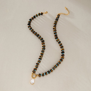 Beads Natural Stones Gold Color Zircon Women's Beaded Necklaces h5 Picture4