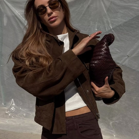 Retro Solid Color Brushed Straight Jackets & Coats 2