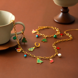 Collana Con Pendente Da Donna Simple Series Daily Christmas In Acciaio Inossidabile Impermeabile Color Oro h5 Immagine3