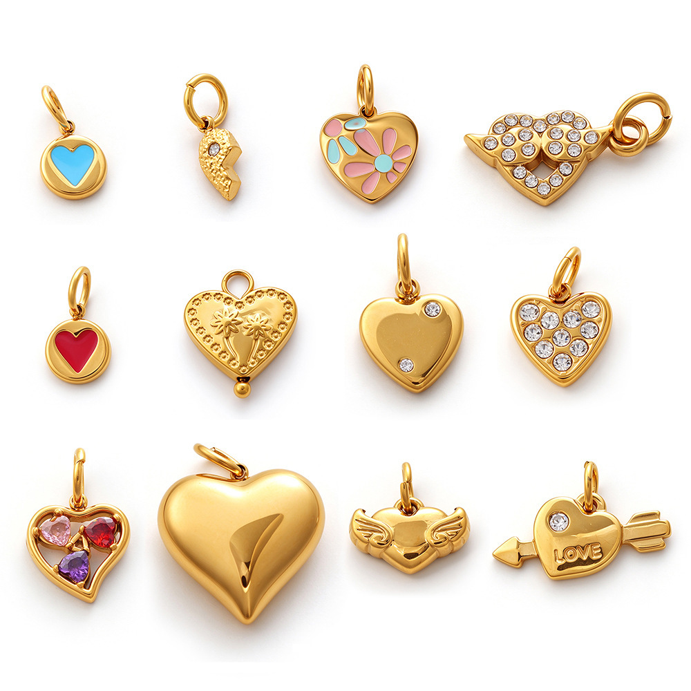 Simple Series Daily Diy Heart Stainless Steel Waterproof Gold Color Pendants h5Picture4