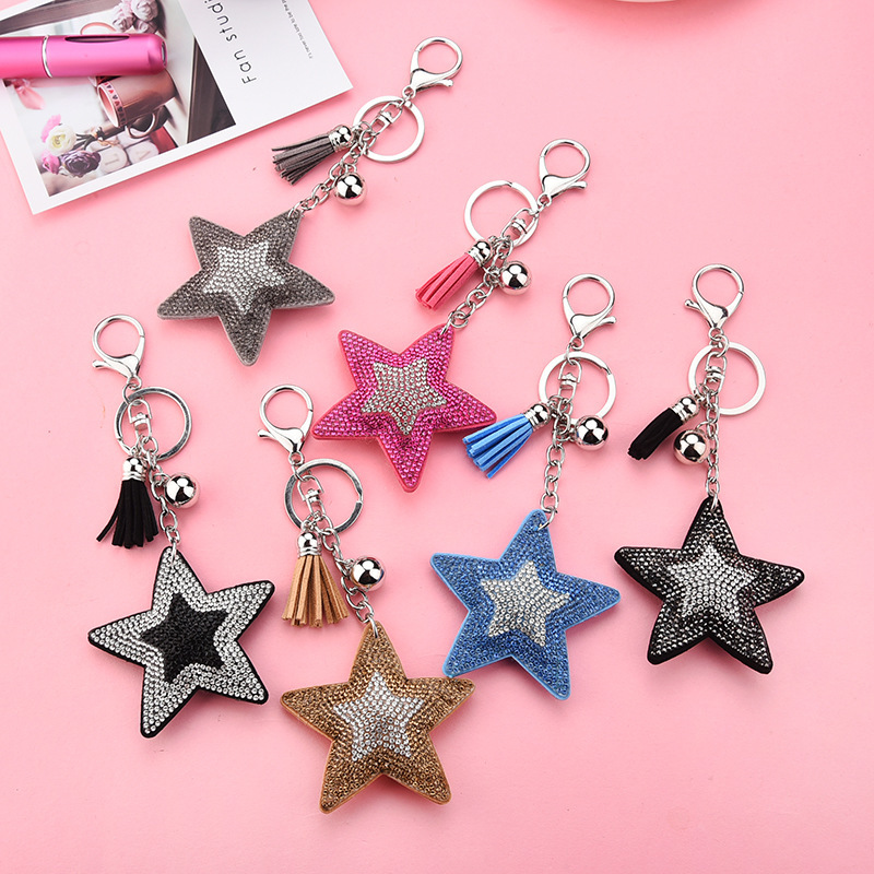 Luxe Serie Casual Kwastjes Sleutelhanger Met Sterrenmotief Van Polyester En Strass-Steentjes In Diverse Kleuren h5Afbeelding3