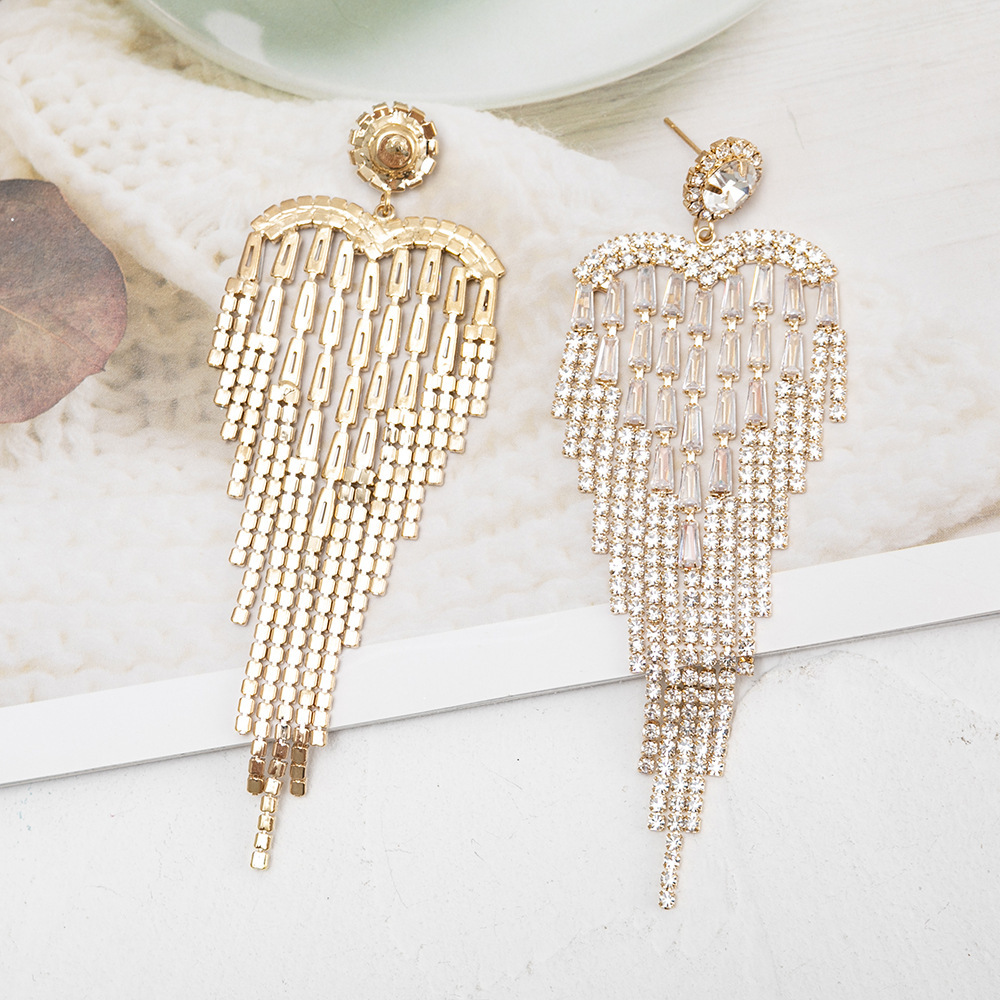 Luxurious Series Elegant Tassel Copper Rhinestone Women's Party Earrings Picture3
