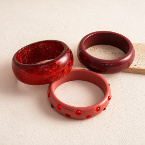 Brazaletes Sencillos De Resina Con Degradado De Color Estilo Retro Para Mujer h5 Imagen4