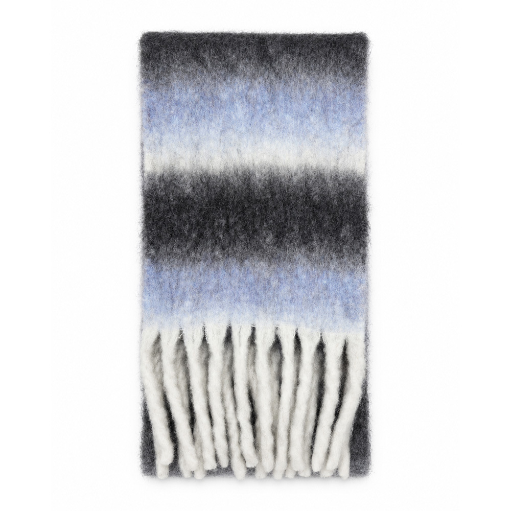 Simple Series Casual Stripe Tassel Mixed Color Wool Polyester Blend Winter Scarves