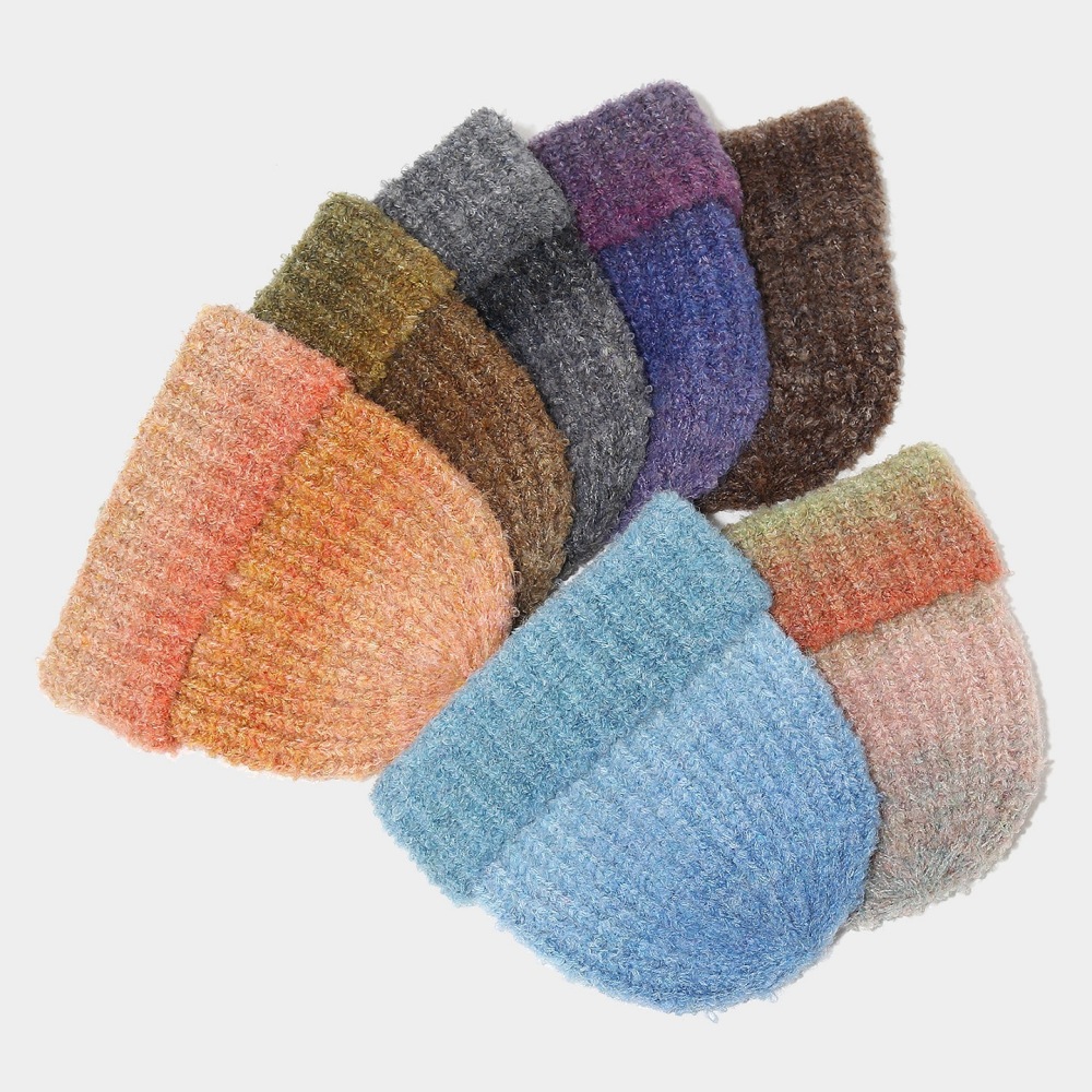 Simple Serisi Günlük Karışık Renk Geçişli Polyester Bere Resim2