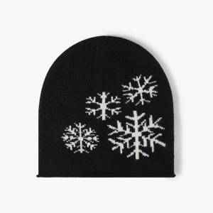 Gorro De Poliéster Para Mujer Con Estampado De Copos De Nieve h5 