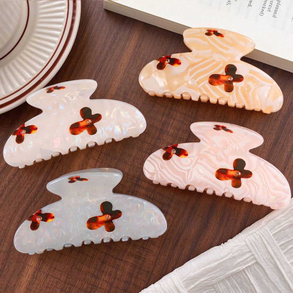 Simple Series Casual Flower Leopard Print Mixed Color Gradient Color Pvc Rhinestone Hair Clips Picture2