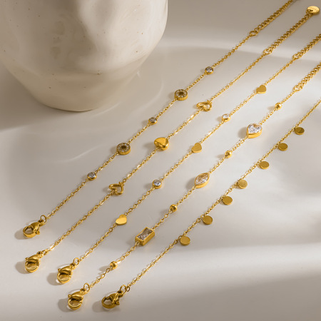 Luxuriöse Serie: Elegante Herzkette Aus Edelstahl, Wasserdicht, Goldfarben, Damenarmbänder 2