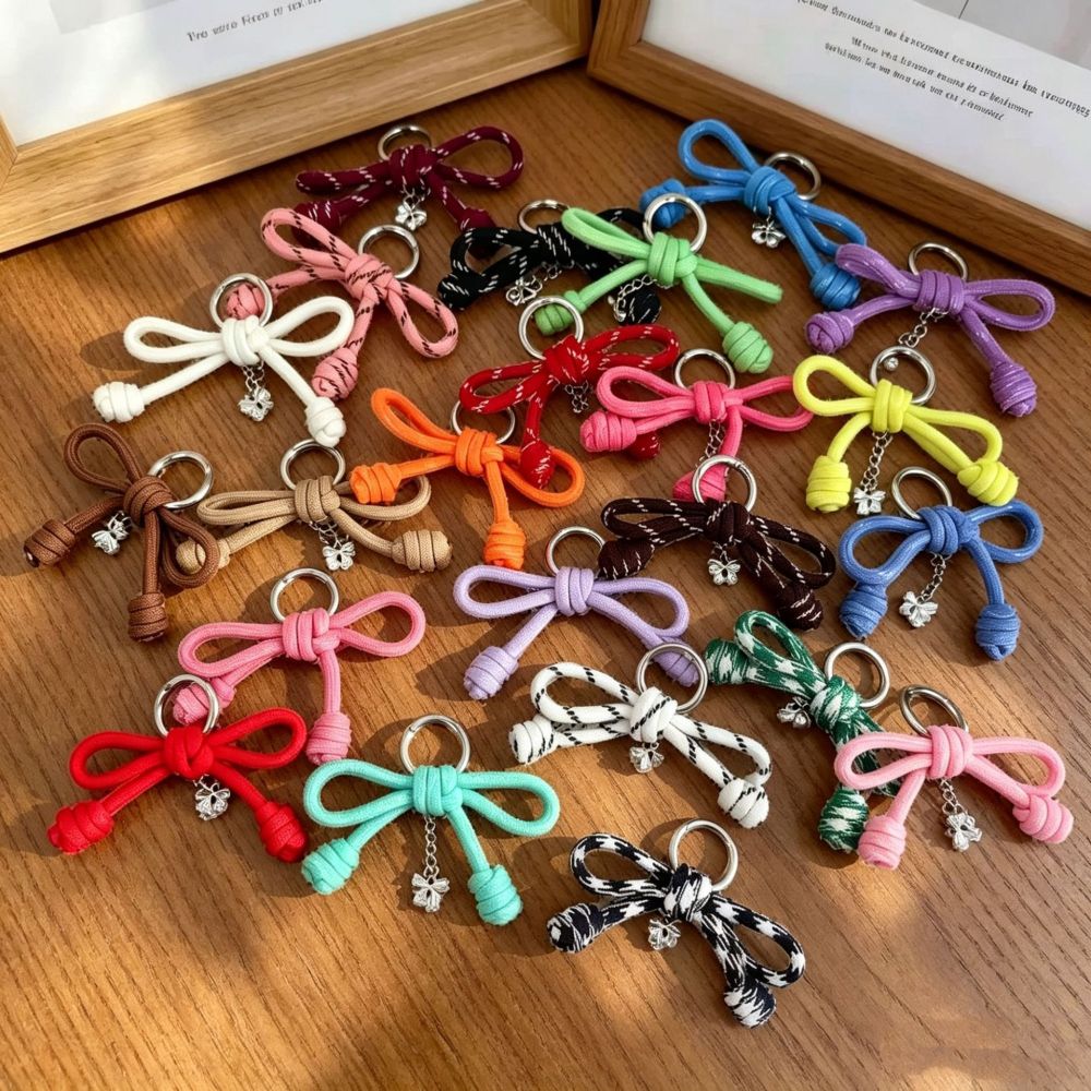 Simple Series Casual Bow Knot Mixed Color Polyester Keychain h5Picture4