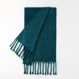 Simple Series Casual Stripe Tassel Mixed Color Polyester Winter Scarves h5 
