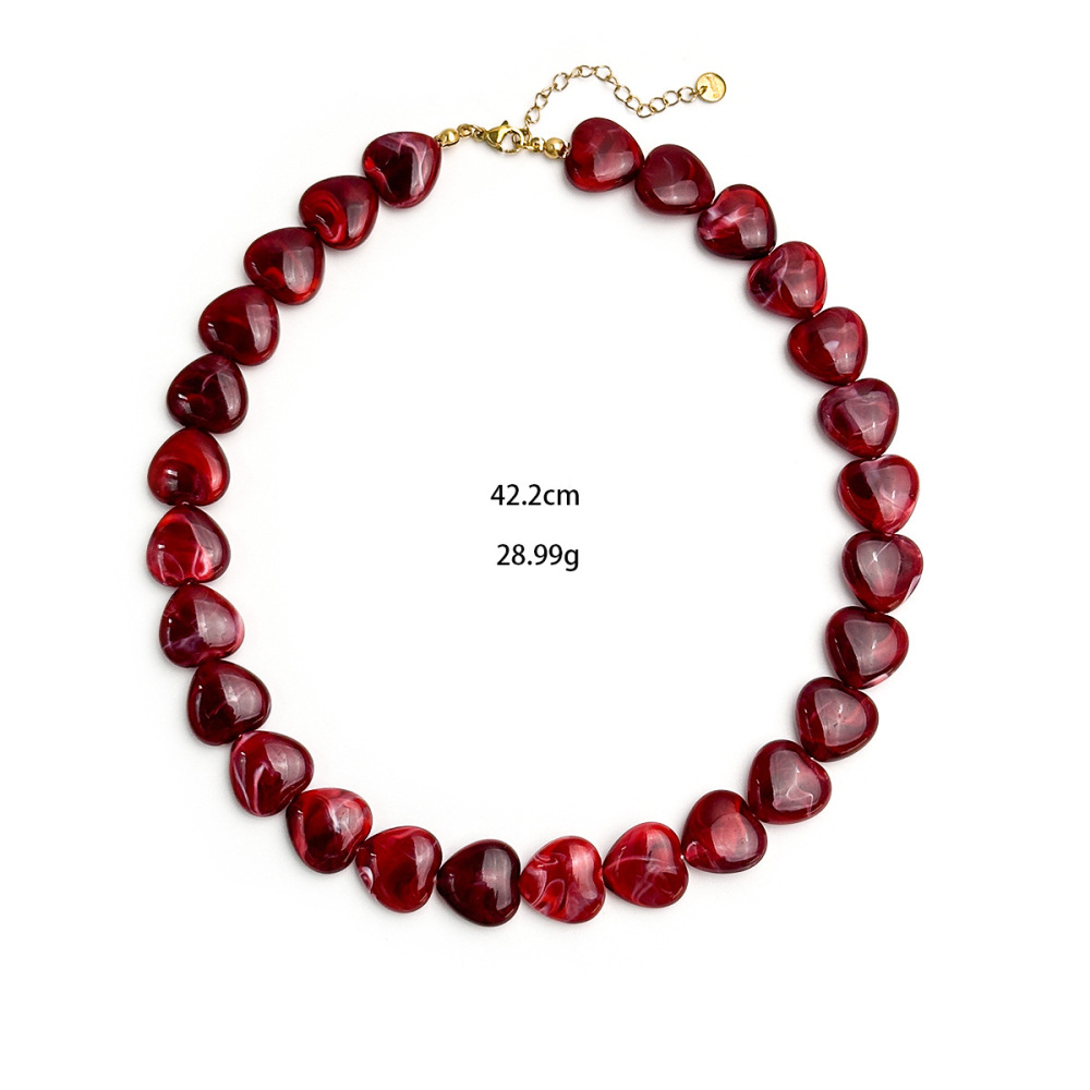 Collares De Resina Con Cuentas En Forma De Corazón Para Mujer
