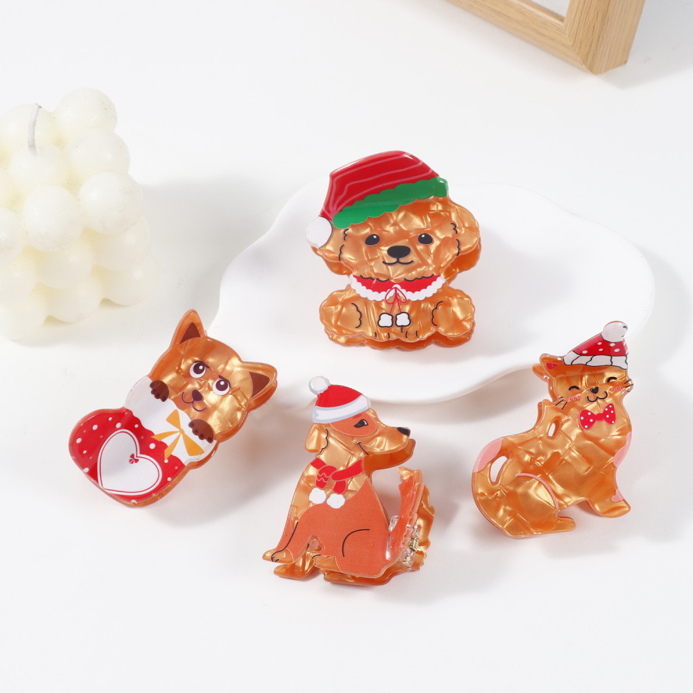 Simple Series Lindo Animal Dibujos Animados Navidad Dachshund Pvc Pelo Garras Imagen3