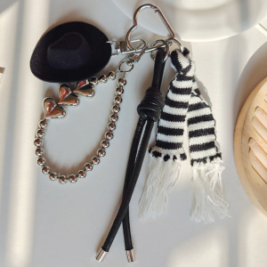 Simple Series Casual Heart Stripe Beads Woven Polyester Bag Charms h5 