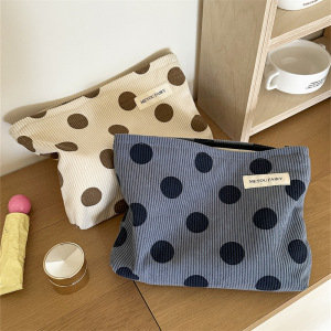 Schlichte Serie, Lässige Kosmetiktaschen Aus Cord Mit Polka Dots In Verschiedenen Farben h5 Bild4