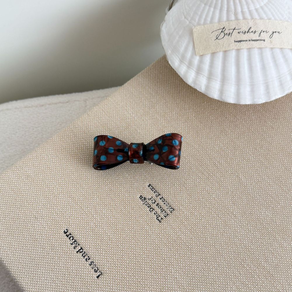 Simple Series Retro Bow Knot Polka Dots Mixed Color Acetate Hair Claws