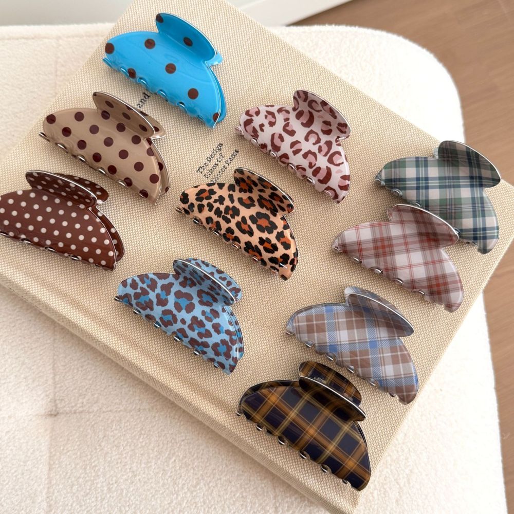 Simple Series Casual Leopard Print Plaid Polka Dots Mixed Color Acrylic Hair Claws h5Picture3