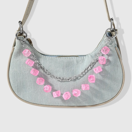 Simple Series Daily Solid Color Beads Chain Alloy Bag Charms