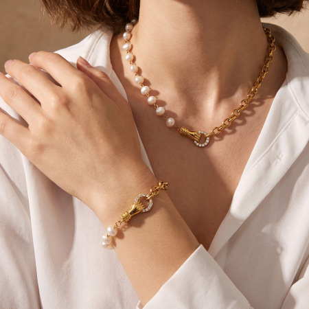 Luxe Serie Dagelijkse Sieradensets Van Roestvrij Staal Met Onregelmatige Vorm, Waterdicht En Goudkleurig.