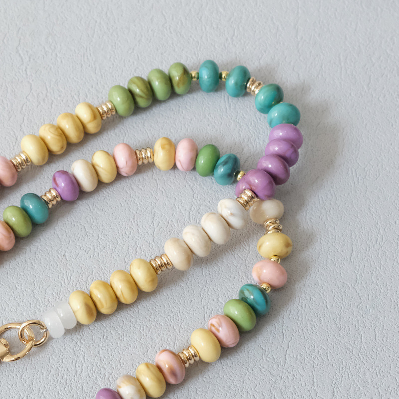 Etnische Serie Casual Effen Gekleurde Kralen Gemengde Kleuren Acryl Telefoonketting h5Afbeelding5