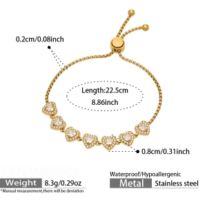 Luxurious Series Elegant Heart Patchwork Stainless Steel Waterproof Gold Color Zircon Women's Chain Bracelets h5