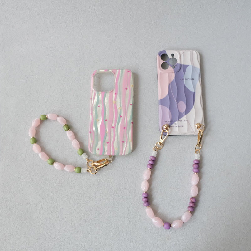 Simple Series Daily Irregular Shape Beads Mixed Color Gradient Color Acrylic Phone Chain h5Picture11