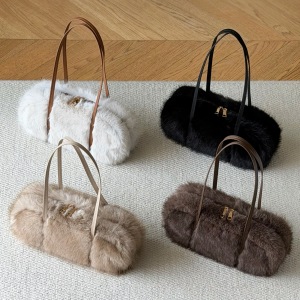 Casual Style Fluffy Solid Color Gradient Color Imitation Fur Women's Square Handbags h5 Picture6