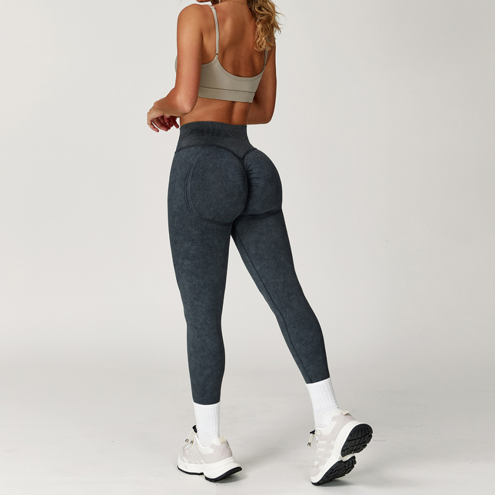 Sand Washed Yoga Pants, High Waist Butt Lifting Sports Trousers h5Picture2