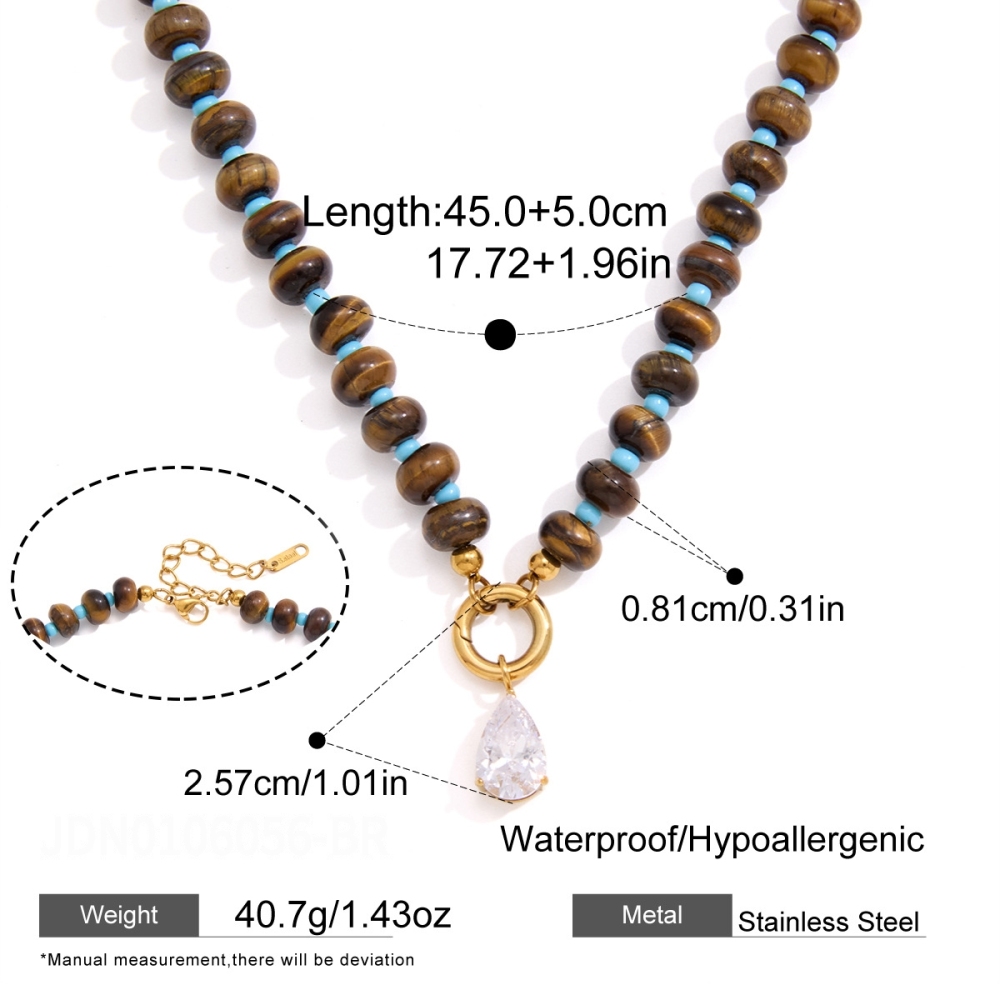 Beads Natural Stones Gold Color Zircon Women's Beaded Necklaces
