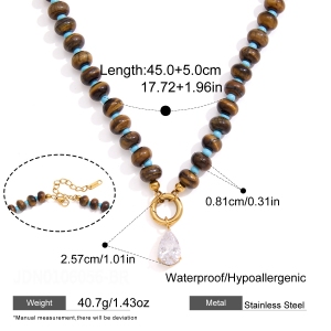 Beads Natural Stones Gold Color Zircon Women's Beaded Necklaces h5