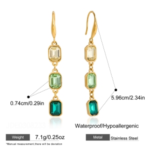 Luxurious Series Tassel Stainless Steel Waterproof Gold Color Zircon Women's Dangle Earrings h5