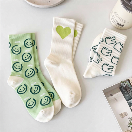 Calcetines De Media Pantorrilla Con Estampado De Lunares Y Animales Casuales, Ligero Rebote Y Colores Contrastantes. 2
