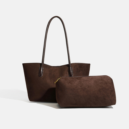 Borse Tote Da Donna In Pelle Scamosciata Tinta Unita, Stile Chic Parigino.