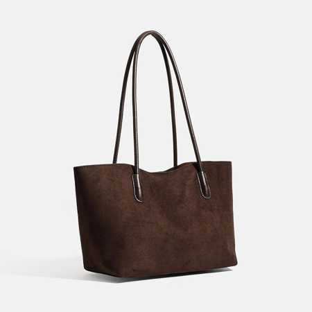 Borse Tote Da Donna In Pelle Scamosciata Tinta Unita, Stile Chic Parigino. 2