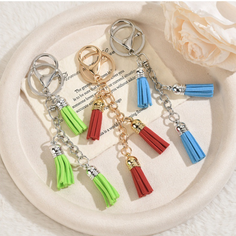 Simple Series Dagelijkse Sleutelhanger Met Kwastje In Effen Kleur Van Legering h5Afbeelding2