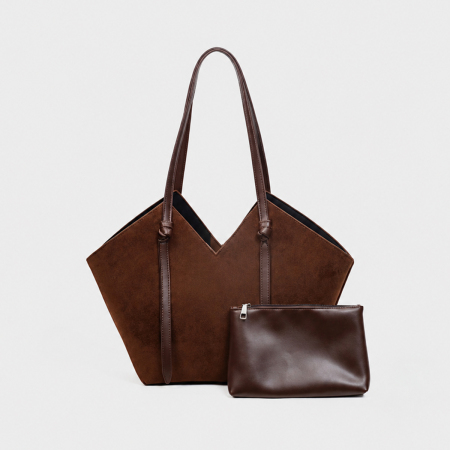 Borse Tote Da Donna In Pelle Scamosciata Tinta Unita, Stile Chic Parigino.