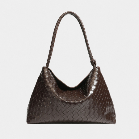 Borsa A Tracolla Da Donna In Pu Intrecciato, Tinta Unita, Stile Ufficio.