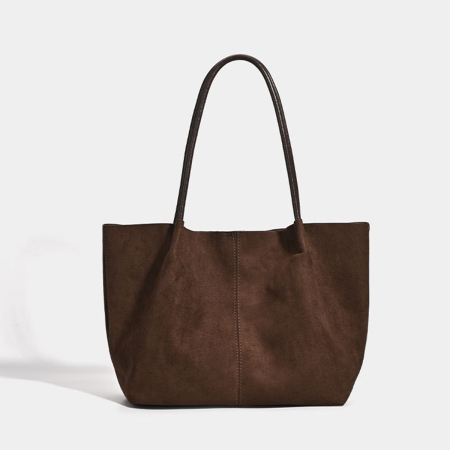 Borse Tote Da Donna In Pelle Scamosciata Tinta Unita, Stile Chic Parigino. 2