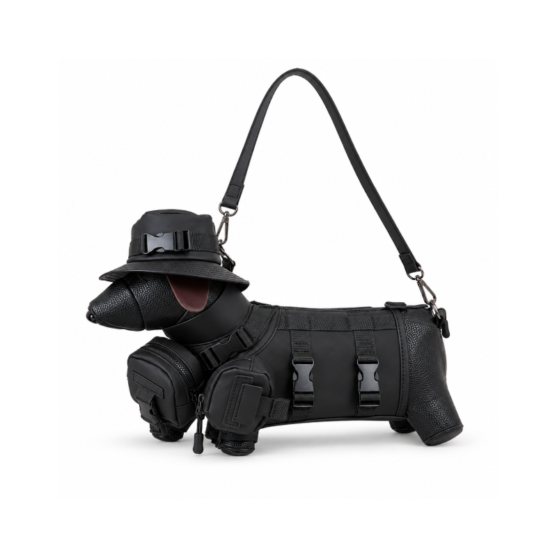 Streetwear Style Patchwork Solid Color Patchwork Dachshund Pu Women's East-West Crossbody Bags