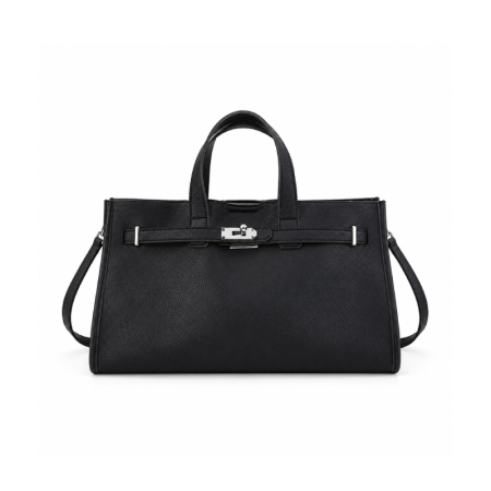 Vierkante Handtas Voor Dames Met Metalen Details In Kantoorstijl, Effen Kleur, Premium Kwaliteit Pu.